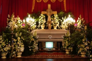 A traditional Filipino funeral flower assortment, including casket flowers and sympathy flowers